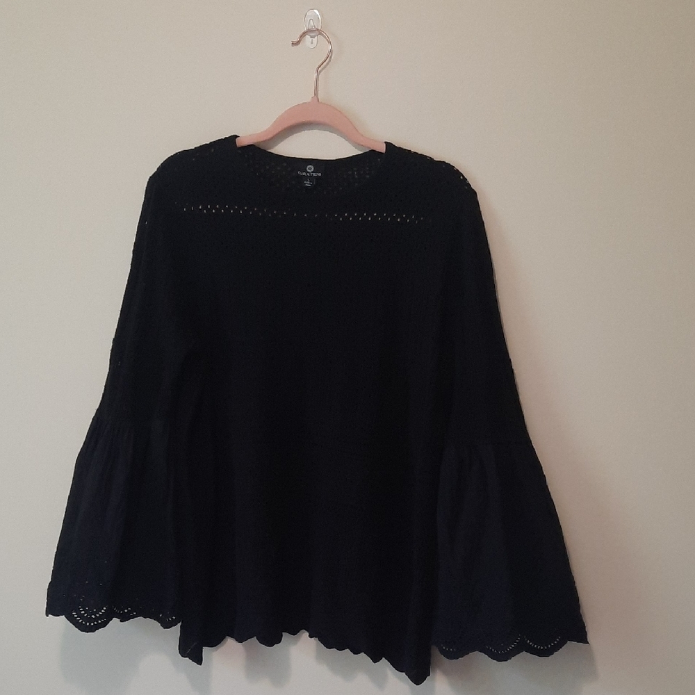 Curations Black Embroidered Blouse